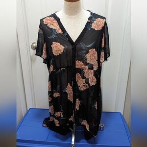 Torrid linen floral shirt size 2
